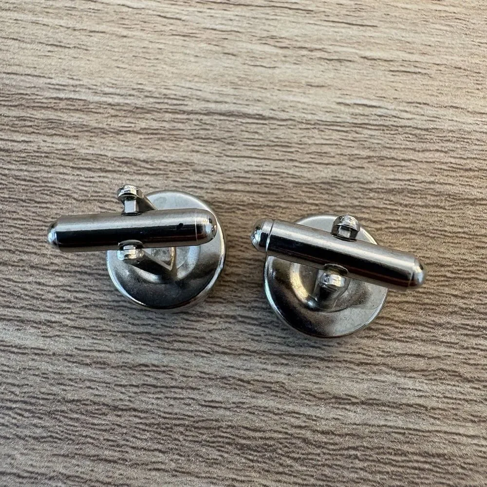 Vintage Black Red Round Cufflinks Retro Mod Mid Century Men’s Accessories